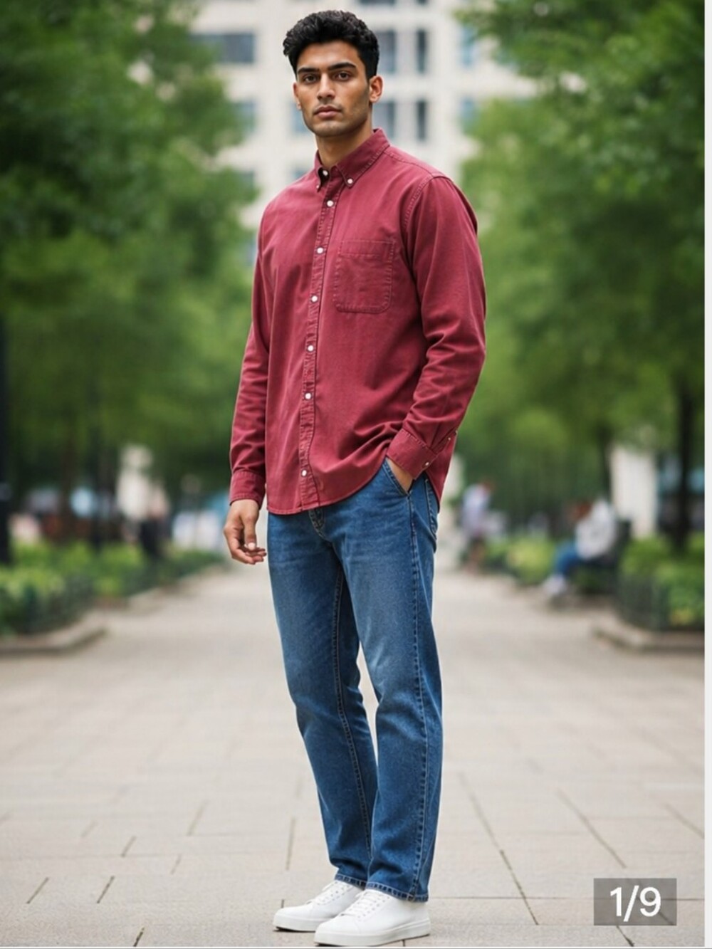 🔻Old School Clothing Co. OSCC Mens Cotton Red Button down Shirt, large